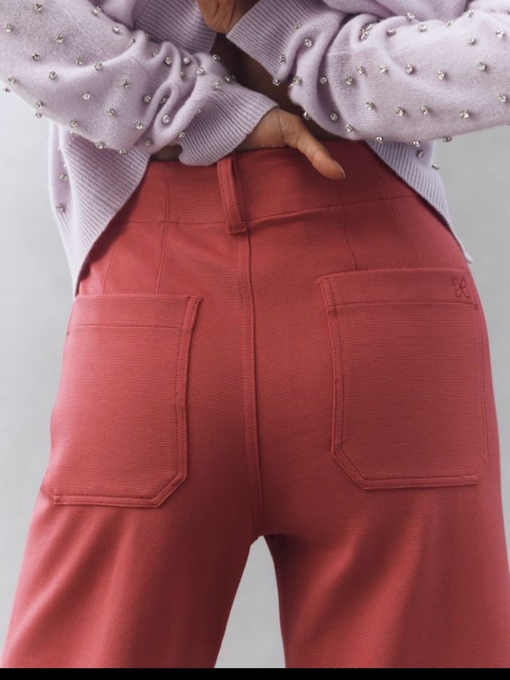 Maeve Wide-Leg High-Rise Pants in Dusty Rose